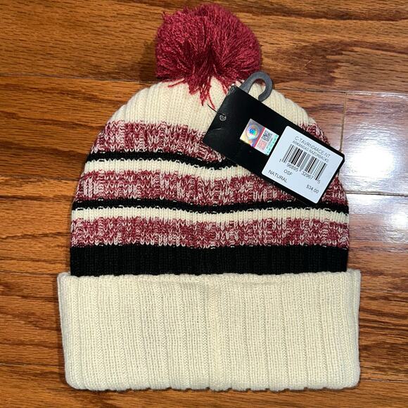 NWT 47 Brand Arkansas Razorbacks Ivory Tavern Cuff Unisex Knit Pom Hat - Picture 3 of 8